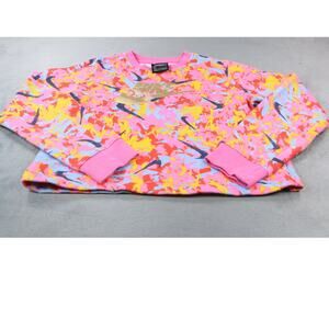 Nike Youth XL Womens M Cropped Crewneck Sweatshirt Pink Yellow Blue Swoosh